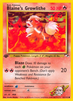 Blaine's Growlithe 62/132 — Gym Heroes