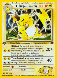 Lt. Surge's Raichu 11/132 — Gym Challenge