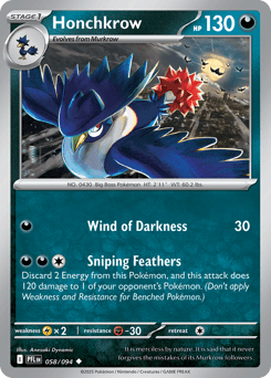 Honchkrow Pokémon card