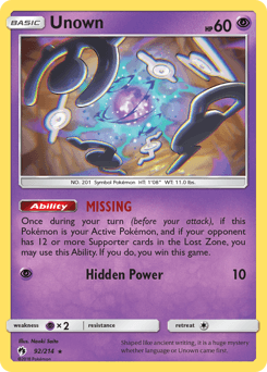 Unown 92/214 — Lost Thunder