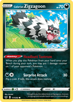 Galarian Zigzagoon 117/202 — Sword & Shield