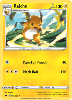 Raichu 66/202 — Sword & Shield