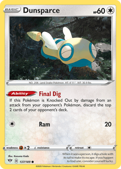 Dunsparce 137/189 — Darkness Ablaze