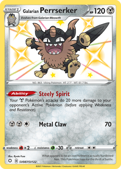 Galarian Perrserker SV087/122 — Shining Fates Shiny Vault